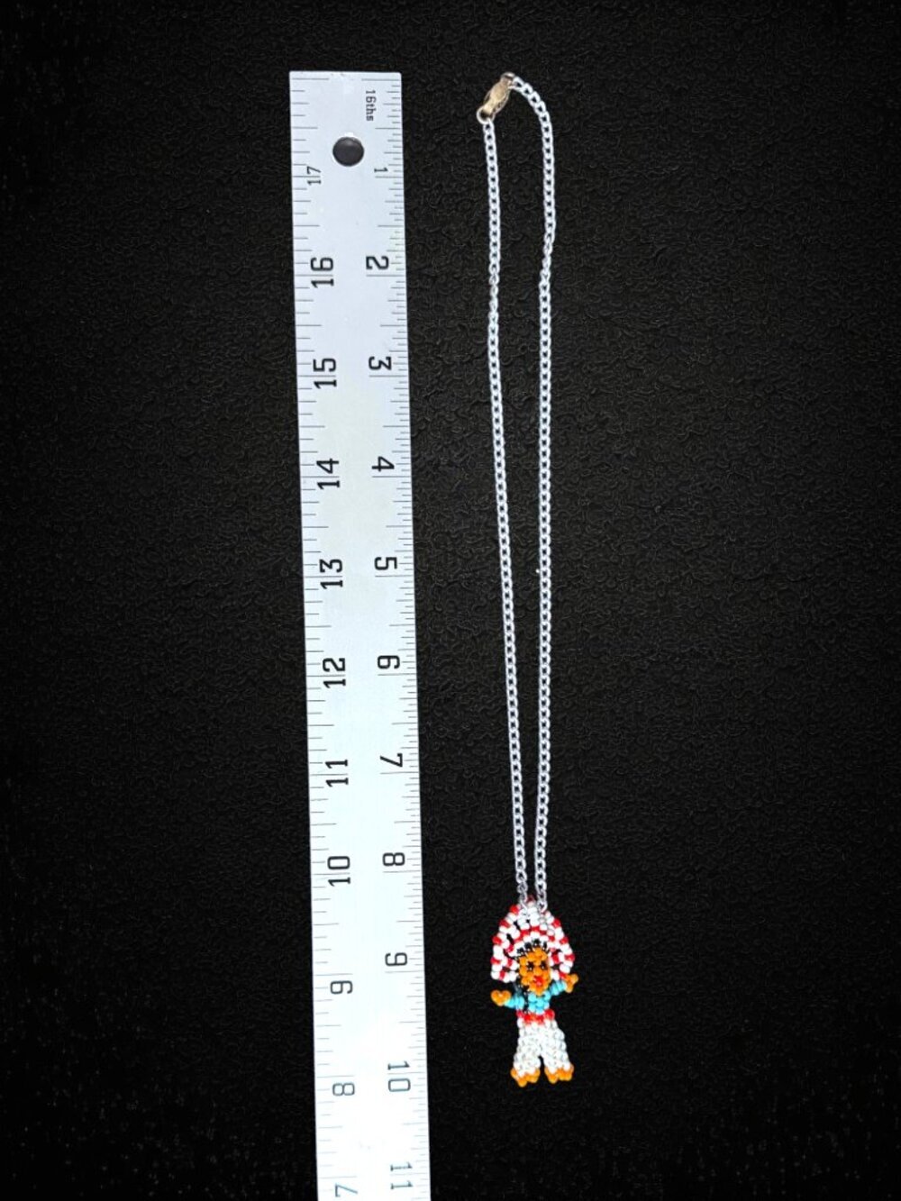 Vintage Native American Style Beaded Doll Pendant Necklace Seed Bead Figure - Picture 2 of 4